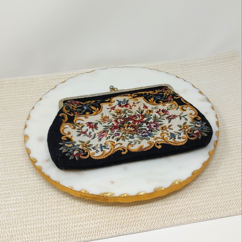 Vintage Walborg black floral embroidered clutch handbag - Picture 13 of 13
